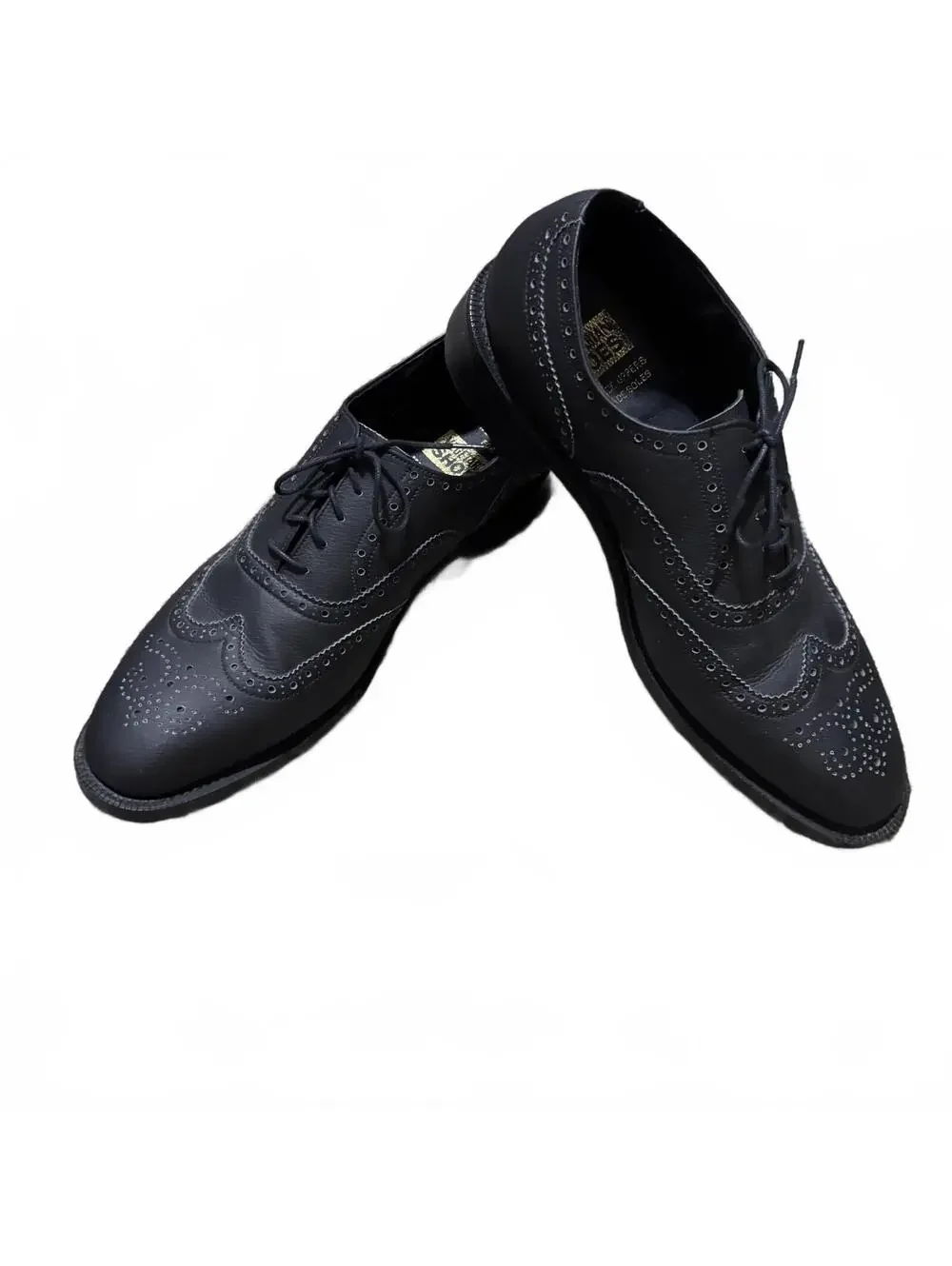 Vegetarian Shoes Men 11 US Black Brogue Wingtip Oxfords Made in England Vegan